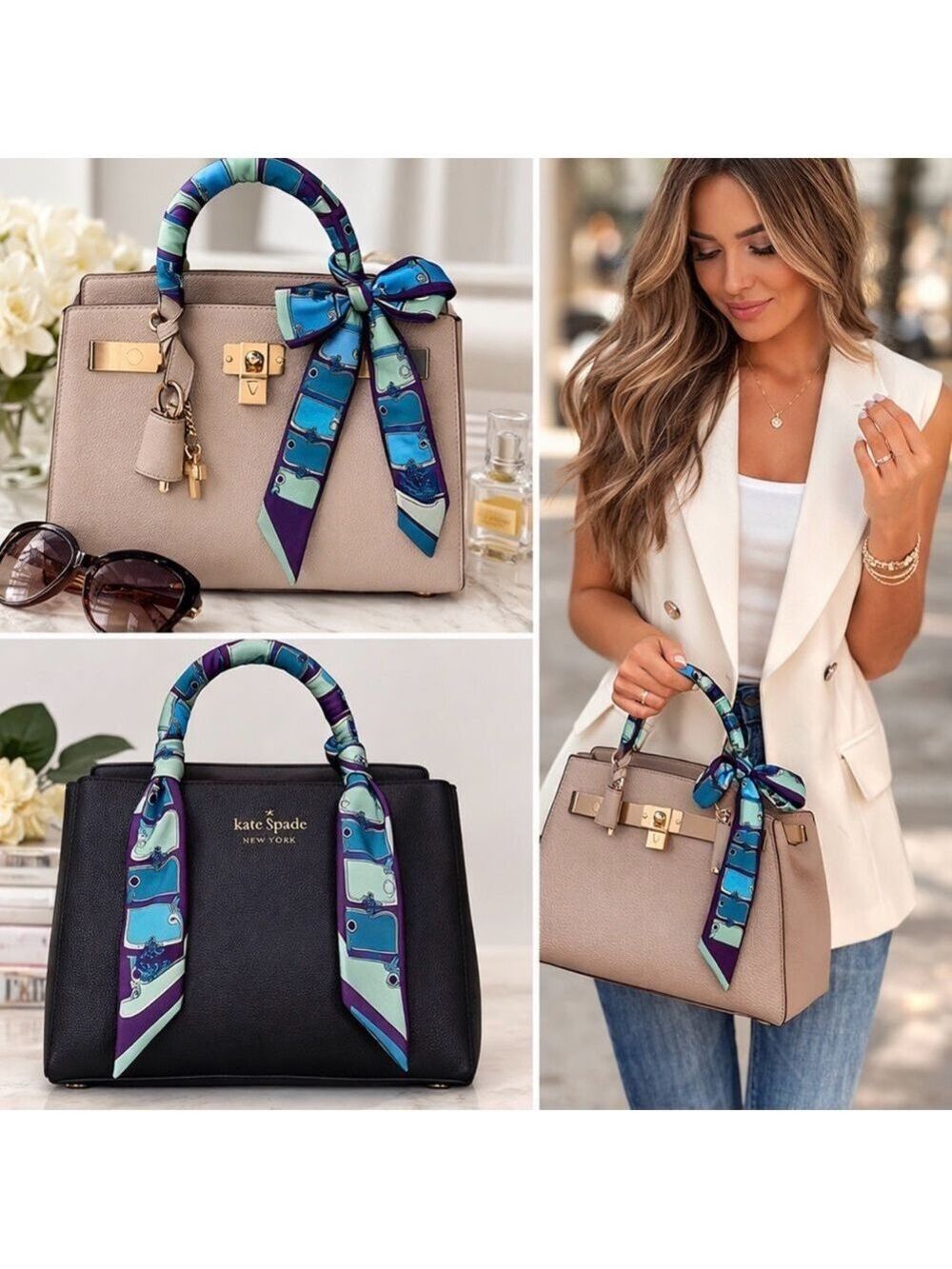 PURPLE HORSE HEAD SKINNY SCARF BANDEAU BAG HANDLE WRAP TIE HAIR NECK TIE